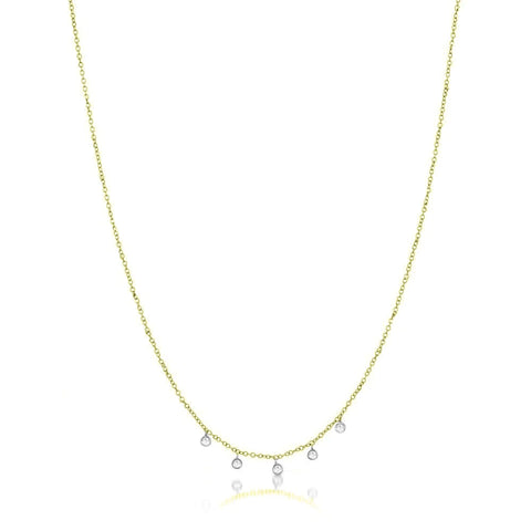 Meira T necklace n10363 yellow gold necklace with 5 diamond bezels BEST SELLER