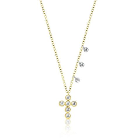 Meira t necklace bezel set diamond cross