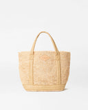 MZ Wallace raffia small tote camel  and  black lacquer 1471N1914 147N1946