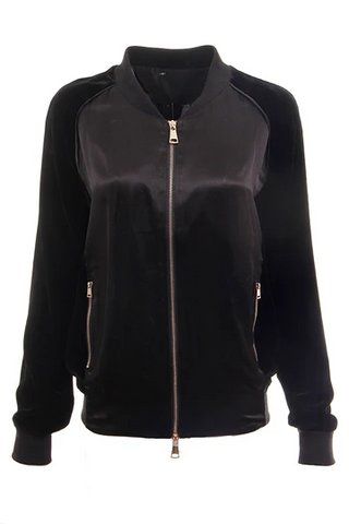 Dolce Cabo silk/velvet bomber jacket black  # 74112