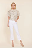Dolce Cabo faux leather floral cut out top #288 2 colors