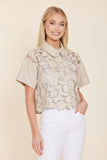 Dolce Cabo faux leather floral cut out top #288 2 colors