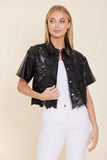 Dolce Cabo faux leather floral cut out top #288 2 colors