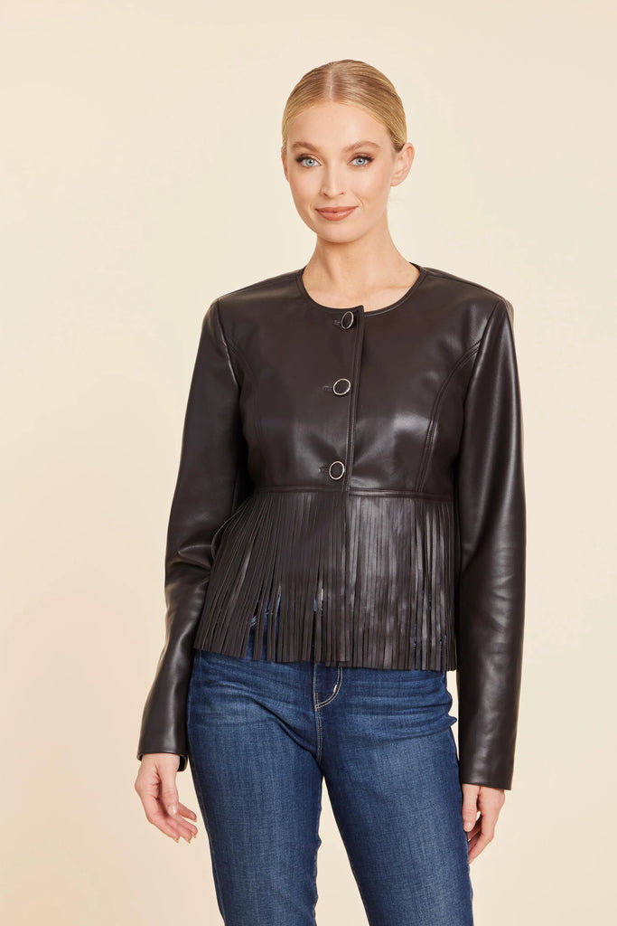 Dolce Cabo faux leather jacket with fringe 456