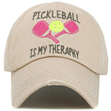 Women's pickle bal hat "pickle ball is my therapy" kbv1140