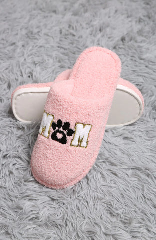 Women's Slippers sequin dog mom 2 colors pink,white