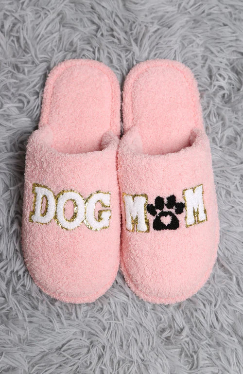 Women's Slippers sequin dog mom 2 colors pink,white