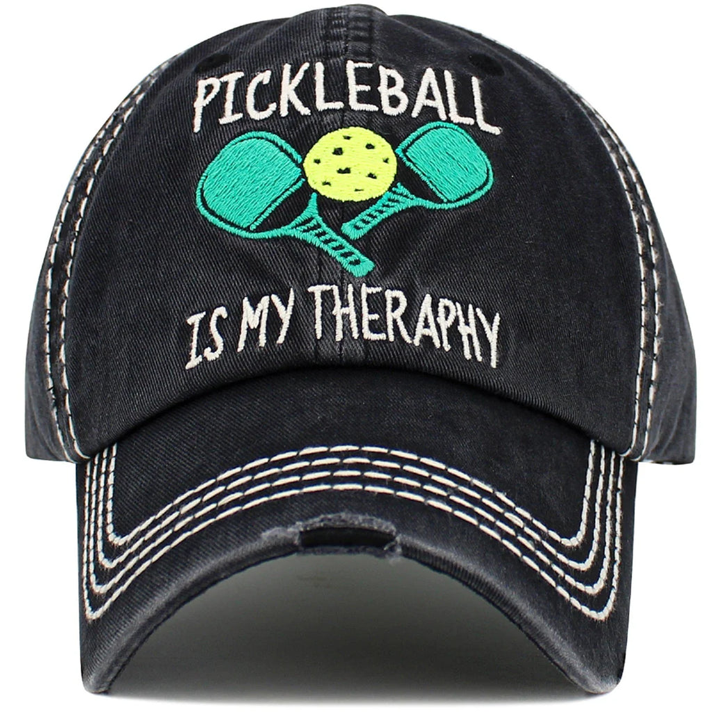 Women's pickle bal hat "pickle ball is my therapy" kbv1140