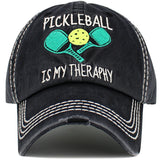 Women's pickle bal hat "pickle ball is my therapy" kbv1140