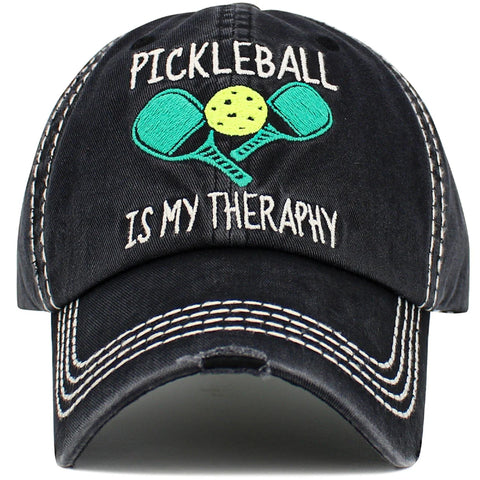 Women's pickle bal hat "pickle ball is my therapy" kbv1140