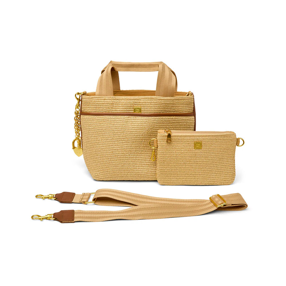 Think Royln Escape handbag 10004DR dune raffia 2 bags in one