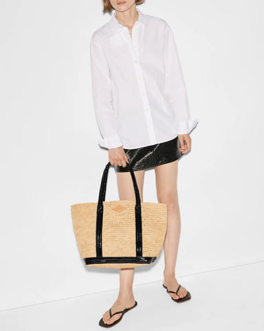 MZ Wallace raffia large tote black lacquer 1472n1946