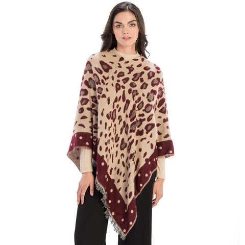 Poncho women's leopard geometric