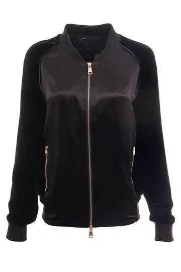 Dolce Cabo silk/velvet bomber jacket black  # 74112