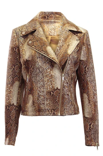 Dolce Cabo soft snake moto jacket brown # 74894