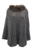 Dolce Cabo grey knitted fur poncho 71685 ONE SIZE